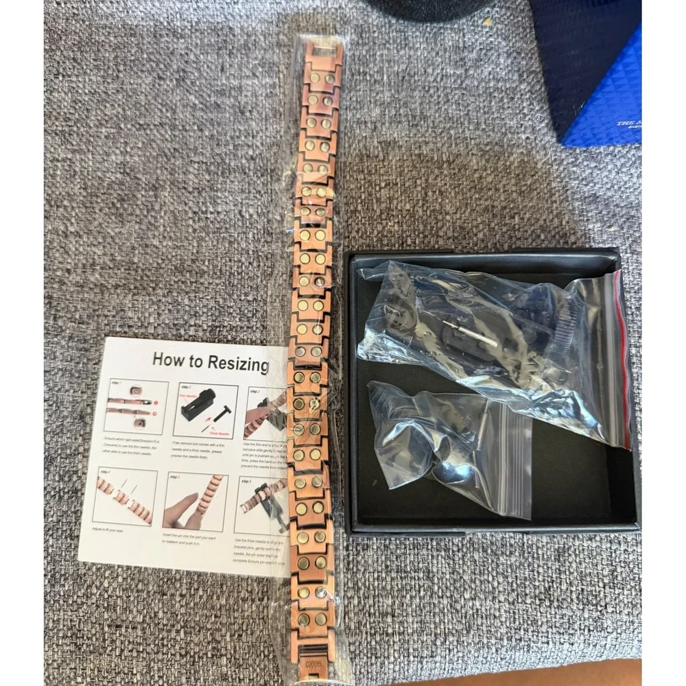 Copper Magnetic Therapy Bracelet Adjustable Link Wristband with Resizing Tool